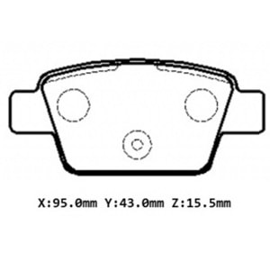 FIAT STILO- 03/06; ARKA FREN BALATASI 1,4/1,6/1,9 (KABLOSUZ)(DİSK)(95X43X15.5)(BRAMAX)