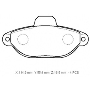 FIAT PANDA- 04/12; ÖN FREN BALATASI 1.2cc (KABLOSUZ)(DİSK) (114.9x55.4x16.5) (BRAMAX)