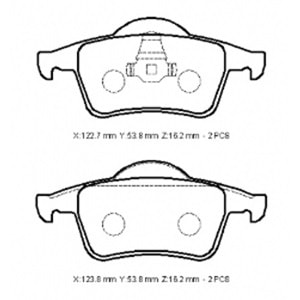 VOLVO S60- 00/04; ARKA FREN BALATASI (KABLOSUZ)(DİSK)(122,7X53,8X16,2/12;3,8X53,8X16,2)(BRAMAX)