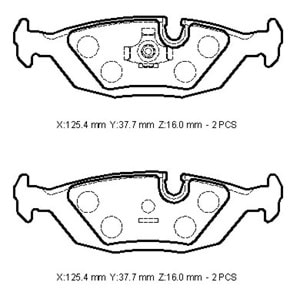 BMW 3 SERI- E30- 84/91; ARKA FREN BALATASI 316/318/320/325 (KABLOSUZ)(DİSK)(125,40X37,70X16)(BRA