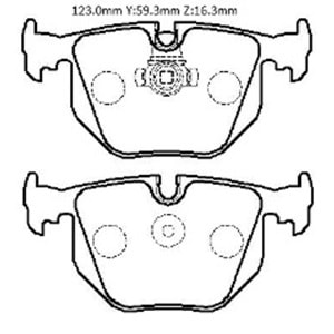 BMW 3 SERI- E46- SD/COUPE- 98/05; ARKA FREN BALATASI (KABLOSUZ)(DİSK) (123X59,3X16,3) (BRAMAX)