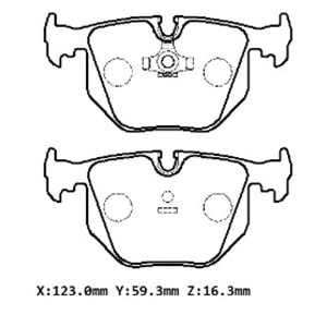 BMW 5 SERI- E34- 92/95; ARKA FREN BALATASI (KABLOSUZ) (DİSK) (123X59,3X16,3) (BRAMAX)