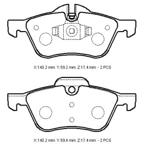 MINI COOPER- 02/07; ÖN FREN BALATASI (KABLOSUZ)(DİSK) (140,2X59,2X17,4/140,2X59,4X17,4) (BRAMAX)