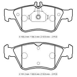 MERCEDES E CLASS- W210- 96/99; ÖN FREN BALATASI (KABLOSUZ)DİSK)150,2X66,3X18,5/151,2X60,8X18,5)BRAMA