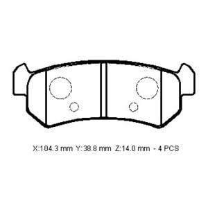 CHEVROLET REZZO- 04/06; ARKA FREN BALATASI (DİSK) (104,4X38,8X14)(BRAMAX)