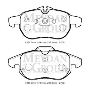 OPEL VECTRA- C- 03/05; ÖN FREN BALATASI (KABLOSUZ)(DİSK) (155X69,4X19/15;6,3X70,9X19) (BRAMAX)