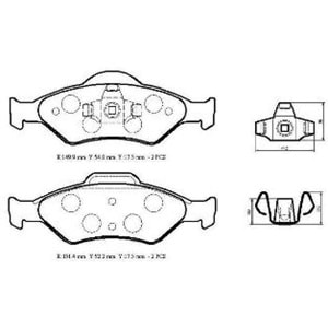 FORD FIESTA- 00/02; ÖN FREN BALATASI 1,0/1,3/1,4/1,8 (DİSK) (149,9X54X17,5/15;1,4X52,2X17,5)(BRAMAX)