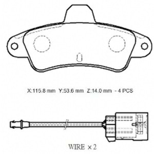 FORD MONDEO- 93/00; ARKA FREN BALATASI (2 KABLOLU)(DİSK) (115.9X53,7X15) (BRAMAX)