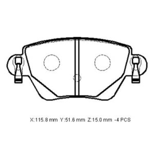 FORD MONDEO- 01/04; ARKA FREN BALATASI 1,8/2,0/2,5 (DİSK) (115,8X51,6X15) (BRAMAX)