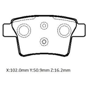 FORD MONDEO- 01/04; ARKA FREN BALATASI 1,8/2,0/2,2/2,5 (DİSK) (102X50,9X16,2) (BRAMAX)