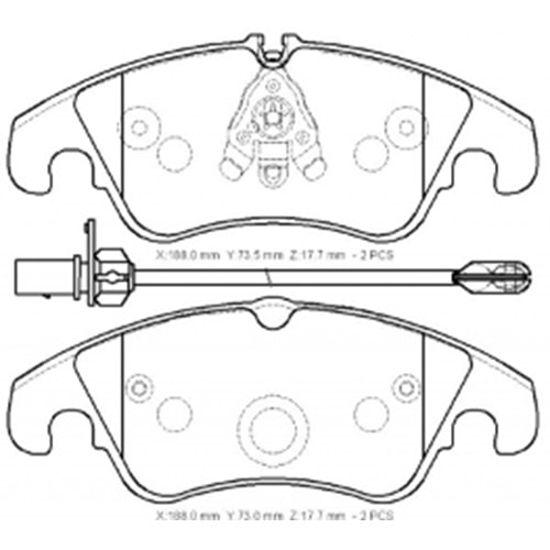AUDI A5- 12/16; ÖN FREN BALATASI 1,8TSFI/2,0TFSI(1KABLOLU)(DİSK)(188X73.5X17.7/18;8X73X17.7)(BRAMAX)