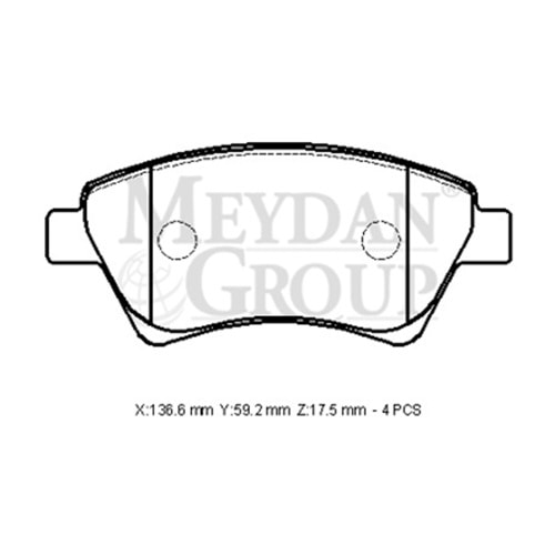 RENAULT MEGANE- 2- 03/09; ÖN FREN BALATASI (KABLOSUZ)(DİSK) (136,6X59,2X17,5) (FMK)