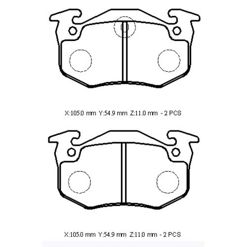 PEUGEOT 106- 91/96; ARKA FREN BALATASI (DİSK) (105X54,9X11) (BRAMAX)