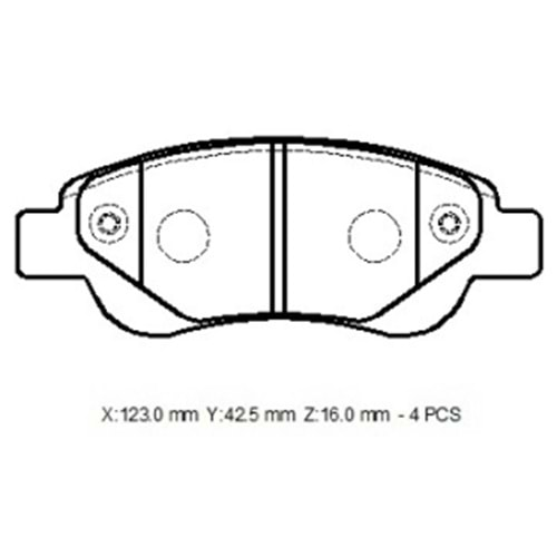 CITROEN C1- 07/13; ÖN FREN BALATASI (DİSK)(123X42,7X16)(BRAMAX)