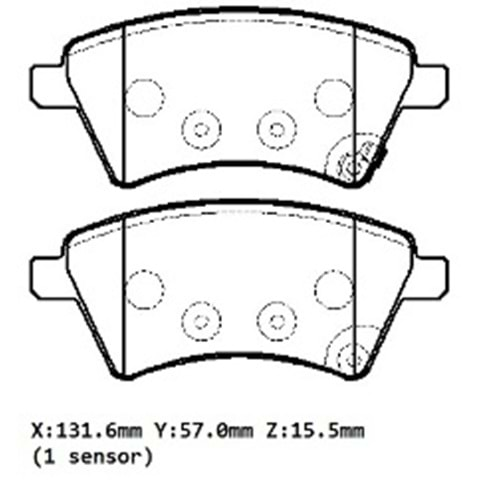 FIAT SEDICI- 07/08; ÖN FREN BALATASI 1,6/1,9/2,0 (KABLOSUZ)(DİSK) (131,6X57X15,5)(BRAMAX)