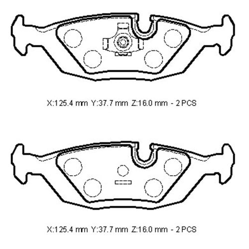 BMW 3 SERI- E30- 84/91; ARKA FREN BALATASI 316/318/320/325 (KABLOSUZ)(DİSK)(125,40X37,70X16)(BRA