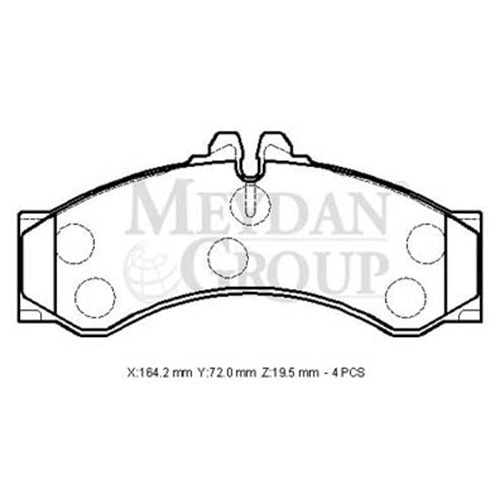 MERCEDES SPRINTER- 00/07; ARKA FREN BALATASI (KABLOSUZ)(DİSK)(164,2X72X19,5) (BRAMAX)