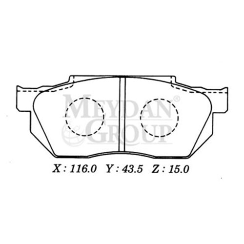 HONDA CIVIC- SD/HB- 92/95; ÖN FREN BALATASI TIRNAKSIZ TİP (DİSK) (116X43,5X15) (DAIWA)