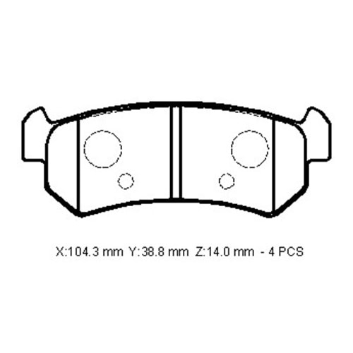 CHEVROLET REZZO- 04/06; ARKA FREN BALATASI (DİSK) (104,4X38,8X14)(BRAMAX)