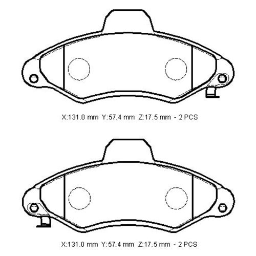 FORD ESCORT- 90/94; ÖN FREN BALATASI (DİSK) (131X57,4X17,5) (BRAMAX)