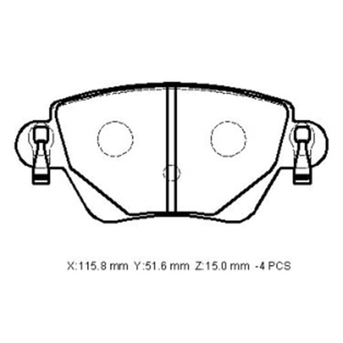 FORD MONDEO- 01/04; ARKA FREN BALATASI 1,8/2,0/2,5 (DİSK) (115,8X51,6X15) (BRAMAX)