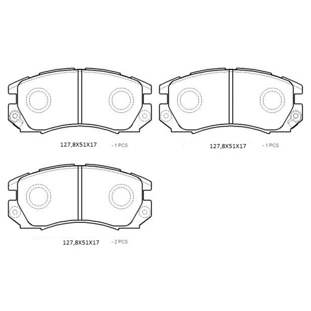 SUBARU IMPREZA- 97/98; ÖN FREN BALATASI (2,0 TURBO) (DİSK) (127,8X51X17) (DAIWA)