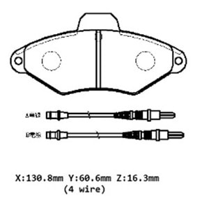 CITROEN XANTIA- 93/98; ÖN FREN BALATASI (4 KABLOLU) (DİSK)(130,8X60,6X16,3)(BRAMAX)