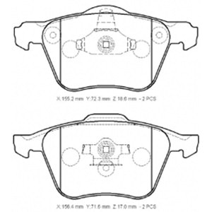 VOLVO XC90- 04/15; ÖN FREN BALATASI (KABLOSUZ)(DİSK)(155,2X72,3X18,6/15;6,4X71,6X17)(BRAMAX)