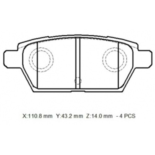 MAZDA 6- SD- 03/06; ARKA FREN BALATASI 2,0/2,3 (DİSK)(110,8X42X14)(BRAMAX)