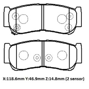 SSANGYONG KORANDO SPORTS- 12/17; ARKA FREN BALATASI (DİSK)(118.6X46.9X14.8)(DAIWA)